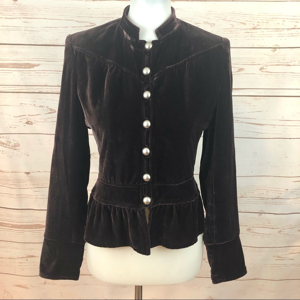Anthropologie Velvet Peplum Steampunk Victorian Blazer